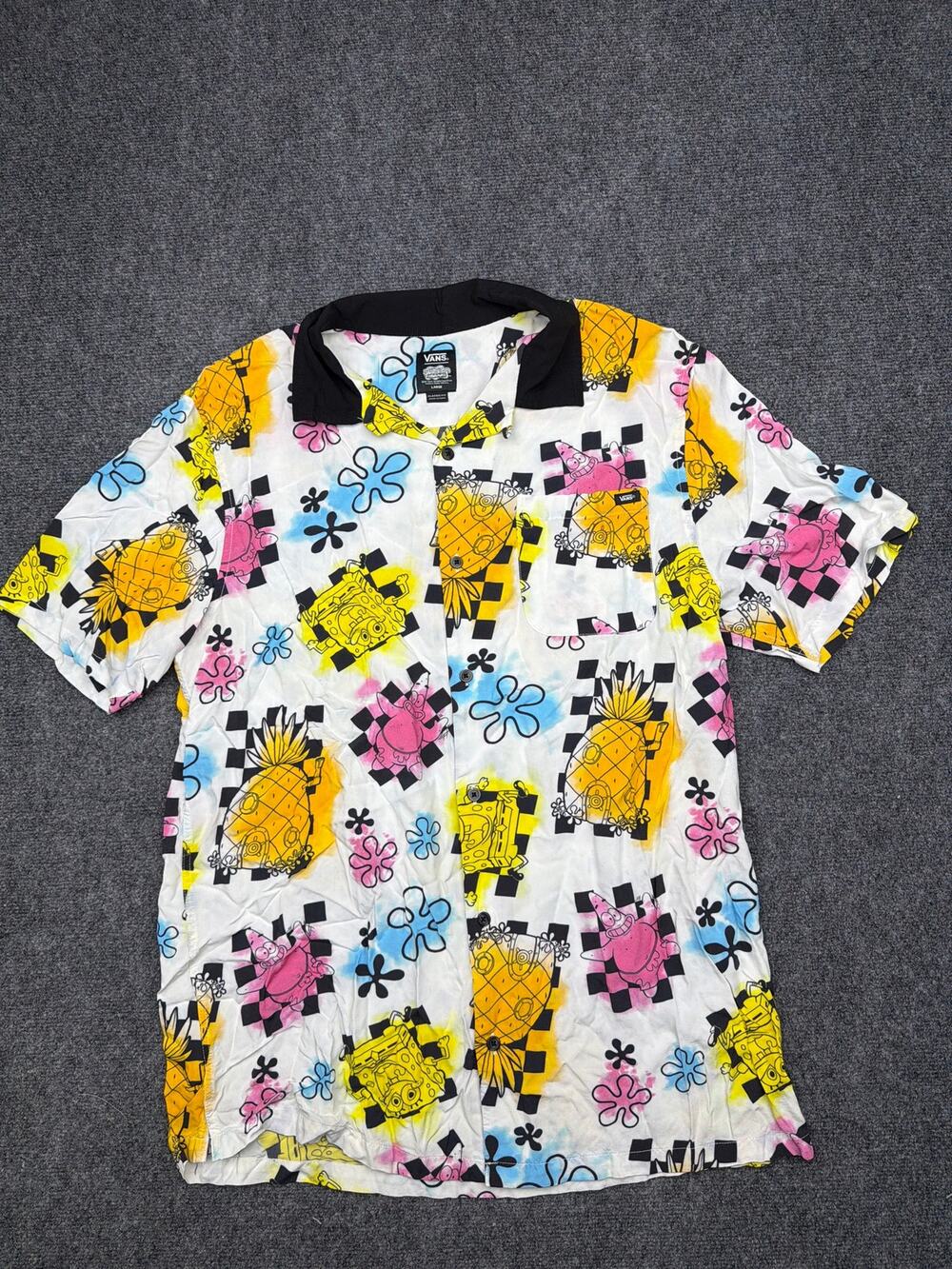 Vans Spongebob SquarePants Button Down Shirt Size Large